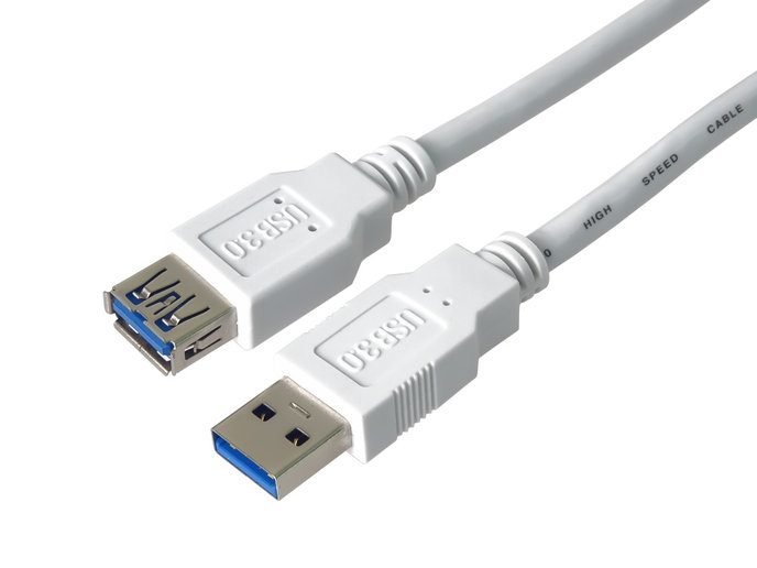 Predlžovací kábel USB PremiumCord 3.0 Super rýchly 5Gbps A-A, MF, 9pin, 1m, biely