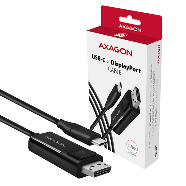 AXAGON RVC-DPC, redukcia / kábel USB-C -> DisplayPort 1.8 m, 4K/60 Hz