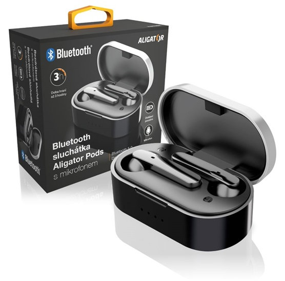 Bluetooth slúchadlá ALIGATOR ALI PODS, BT TWS ,čierne TWS03BK