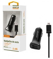 Aligator nabíječka do auta Turbo charge, 12/24 V, 2,4 A, konektor Lightning, 2x USB výstup, černá