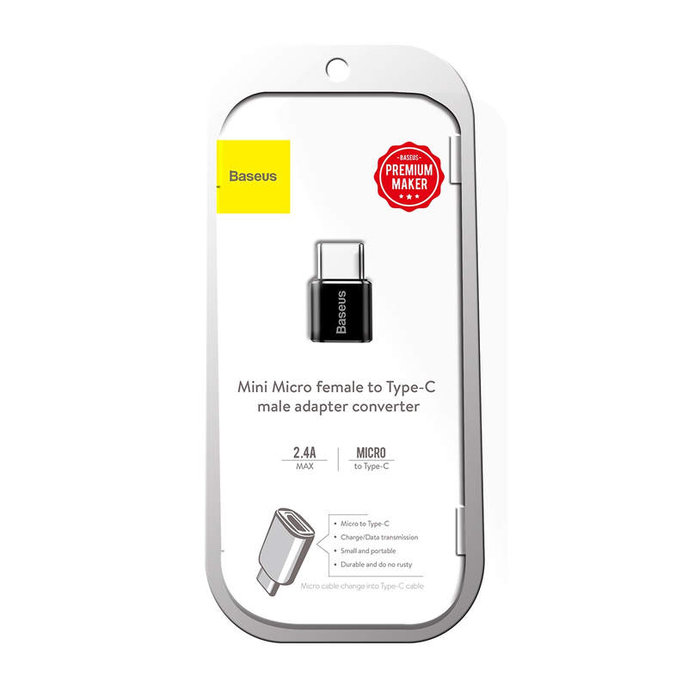 Adaptér Baseus USB-C samec na MicroUSB samica 2,4A, čierny