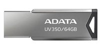 ADATA UV350/64GB/USB 3.1/USB-A/Strieborná