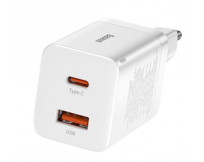 Baseus Super Si Por QC USB+USB-C 30W biela (CCSUPP-E02)