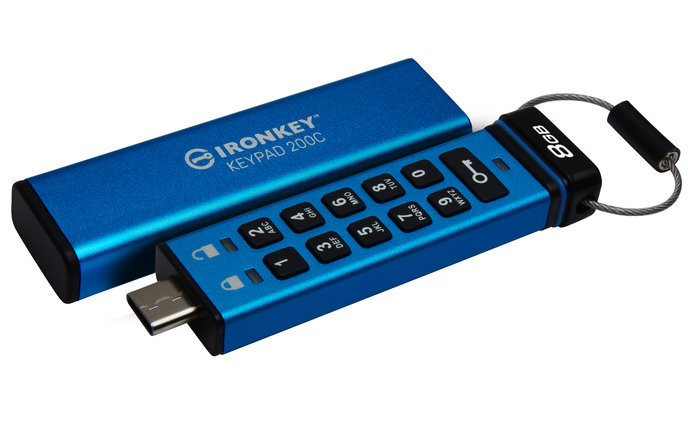 Kingston Ironkey Keypad 200C/8GB/USB 3.0/USB-C/Modrá