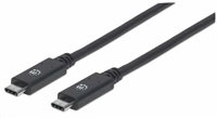 Kábel Manhattan USB-C, USB 3.1 Gen 2, USB-C samec na USB-C samec, 10 Gb/s, 5 A, 1 m, čierna